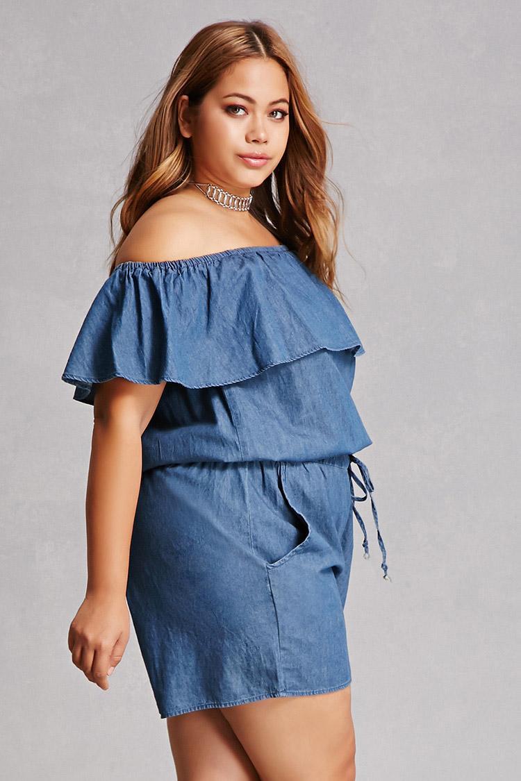 plus size denim rompers